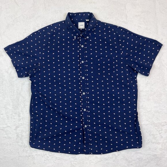 ROWM Other - Men's Short Sleeve Button Up Shirt‎ XXL ROWM Navy Blue with Little Watermelons